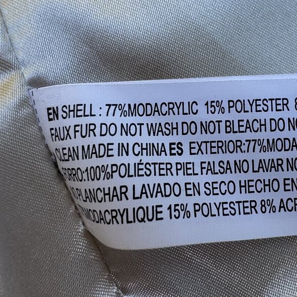 FOREVER 21 Womens Ivory Beige Stripe Faux Fur Sleeveless Vest Large Mid Length - Picture 11 of 14